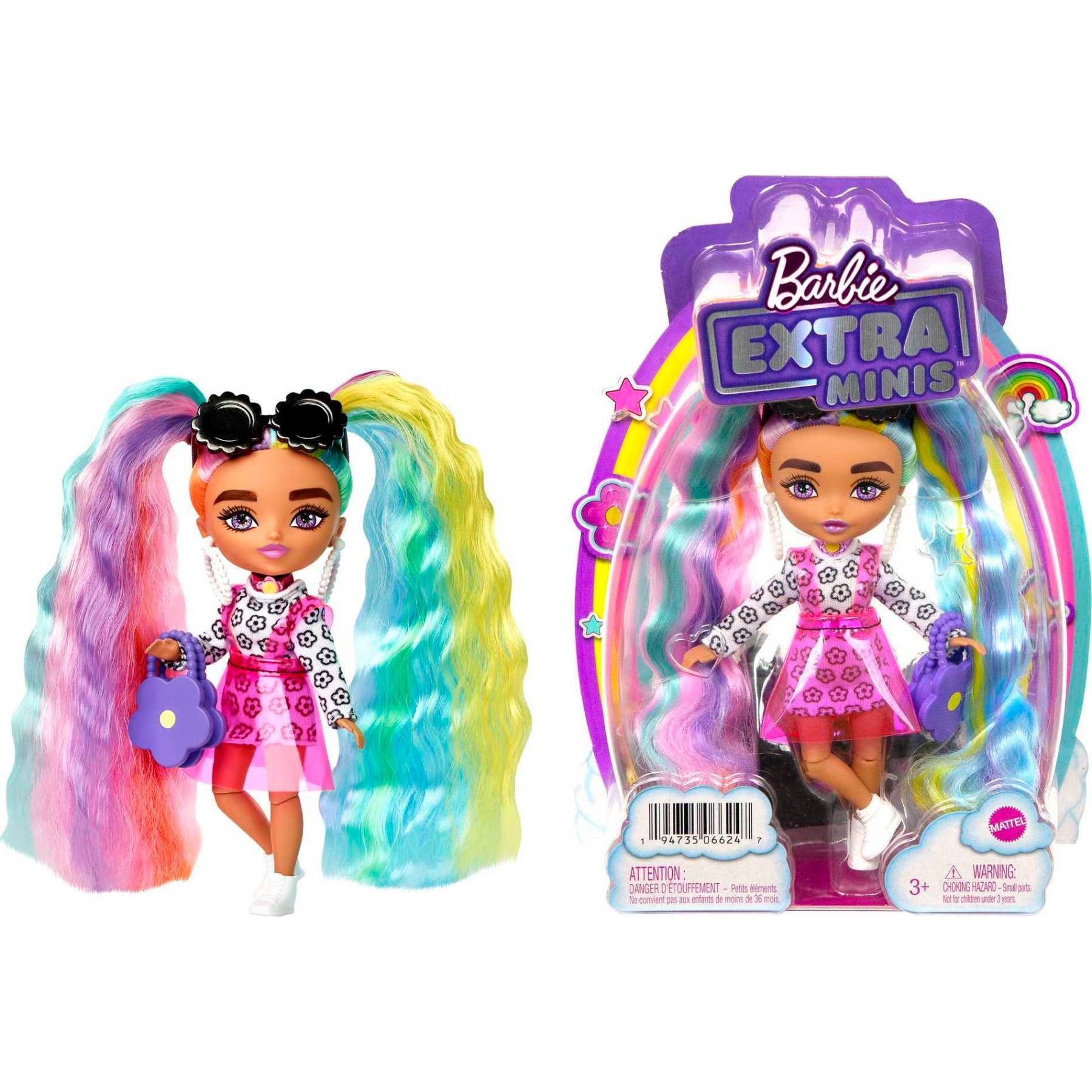 slide 1 of 6, Barbie Extra Minis Doll #6 - Flower Print Dress, 1 ct