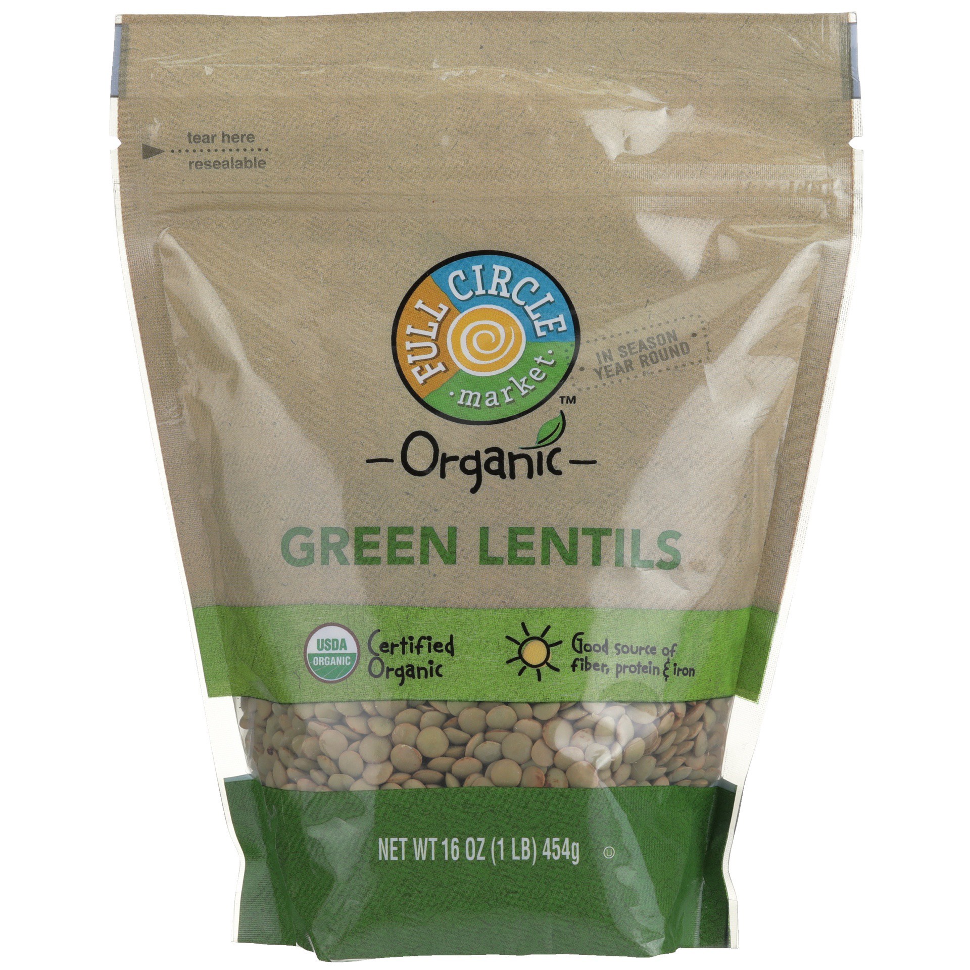 slide 1 of 6, Full Circle Market Organic Green Lentils, 16 oz