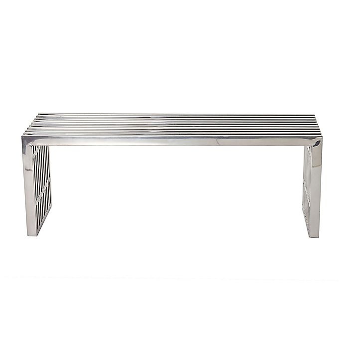 slide 2 of 5, Modway Gridiron Medium Steel Bench - Silver, 1 ct