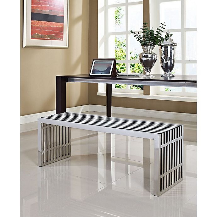 slide 5 of 5, Modway Gridiron Medium Steel Bench - Silver, 1 ct