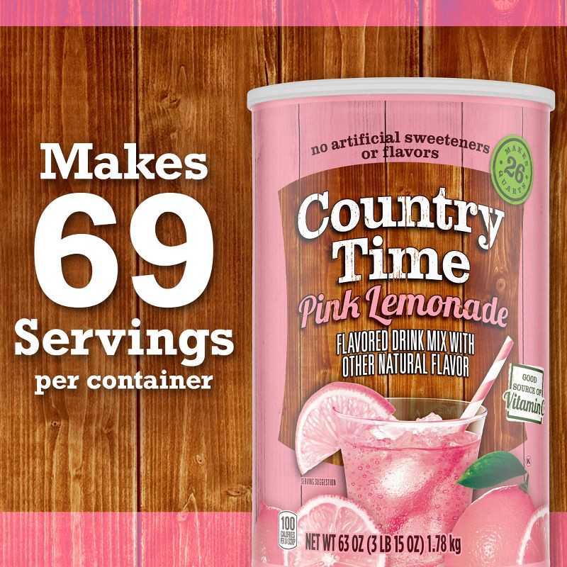 slide 6 of 8, Country Time Pink Lemonade Drink Mix - 63 oz Canister, 63 oz