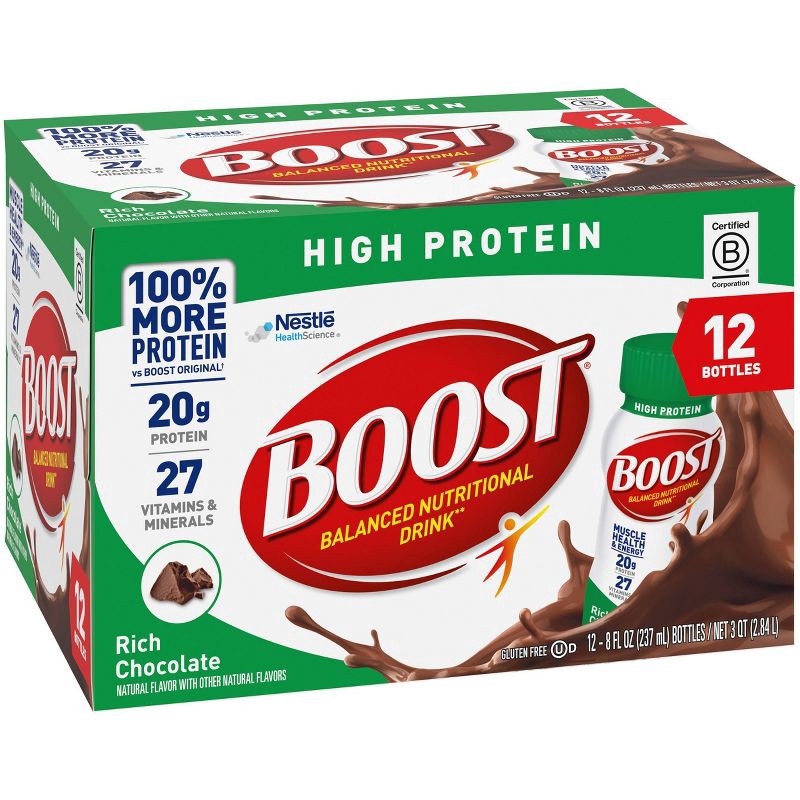 slide 2 of 5, Boost High Protein Nutritional Shake Chocolate Non-Caffeinated - 12pk, 12 ct