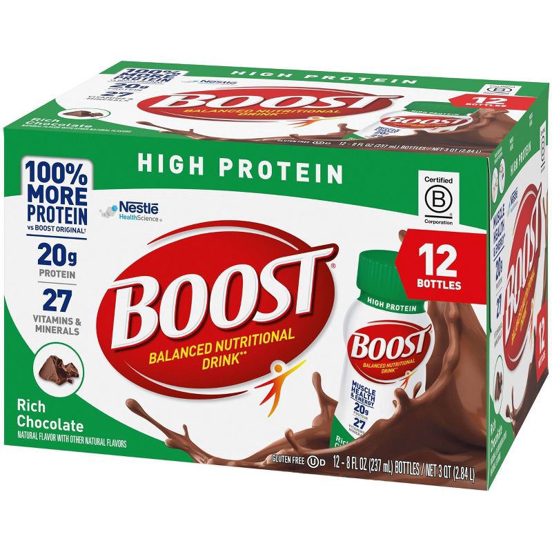slide 3 of 5, Boost High Protein Nutritional Shake Chocolate Non-Caffeinated - 12pk, 12 ct