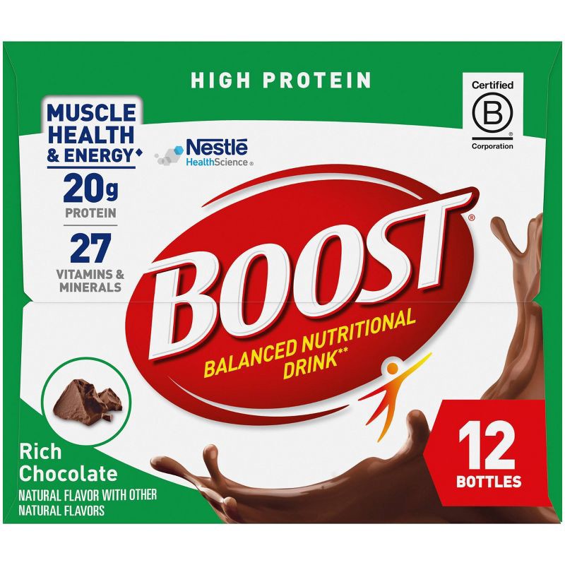 slide 4 of 5, Boost High Protein Nutritional Shake Chocolate Non-Caffeinated - 12pk, 12 ct