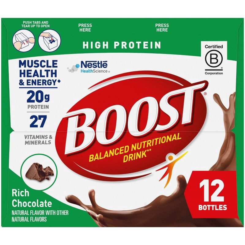 slide 5 of 5, Boost High Protein Nutritional Shake Chocolate Non-Caffeinated - 12pk, 12 ct