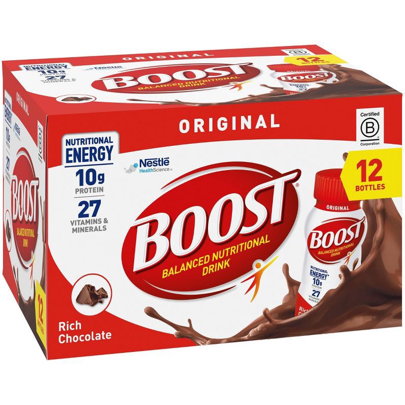 slide 2 of 5, Boost Original Nutritional Shake Chocolate Non-Caffeinated - 12pk, 12 ct