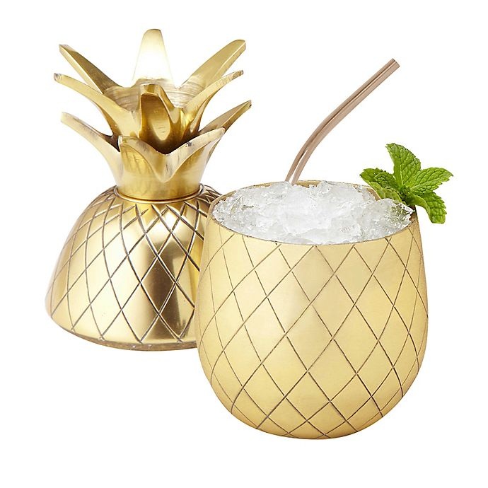 slide 2 of 2, Silver One 16 oz. Pineapple-Shaped Tumbler - Gold, 1 ct