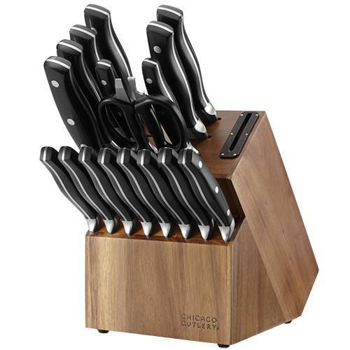 slide 1 of 3, Chicago Cutlery Insignia Triple Rivet Stainless Steel Knife Block Set - Black, 18 ct