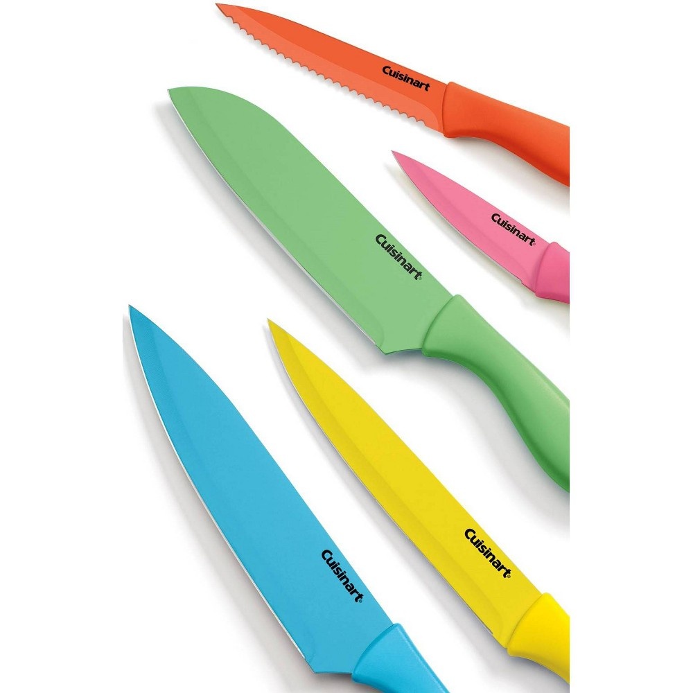 slide 2 of 3, Cuisinart Advantage Ceramic-Coated Color Knife Set with Blade Guards Rainbow - C55-10PCM, 10 ct
