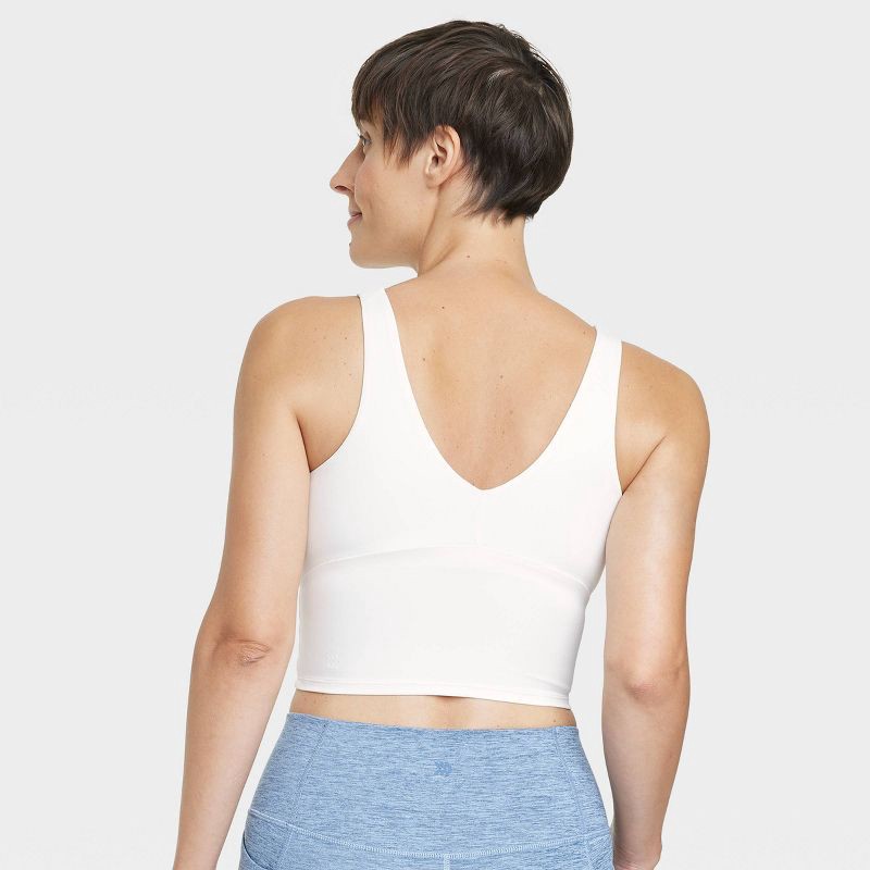 Women's Light Support V-Neck Cropped Sports Bra - All in Motion Cream XL 1  ct