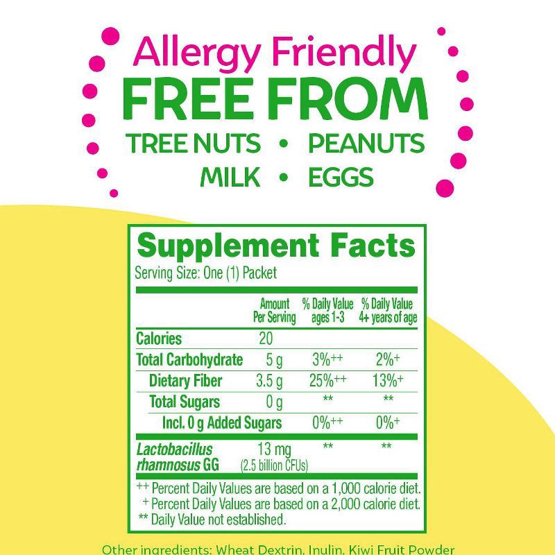 slide 3 of 12, Culturelle Kids' Daily Probiotic + Fiber Packets for Restoring Regularity Powder - 60ct, 60 ct