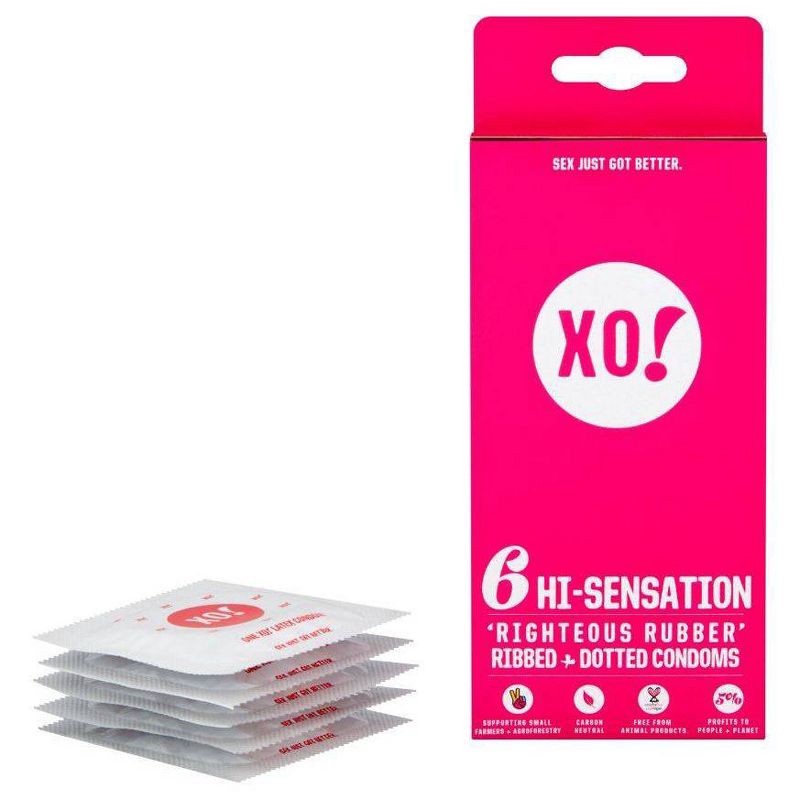 slide 4 of 11, XO! Here We Flo Hi-Sensation Righteous Rubber Carbon Neutral and Eco-Friendly Condoms - 6ct, 6 ct