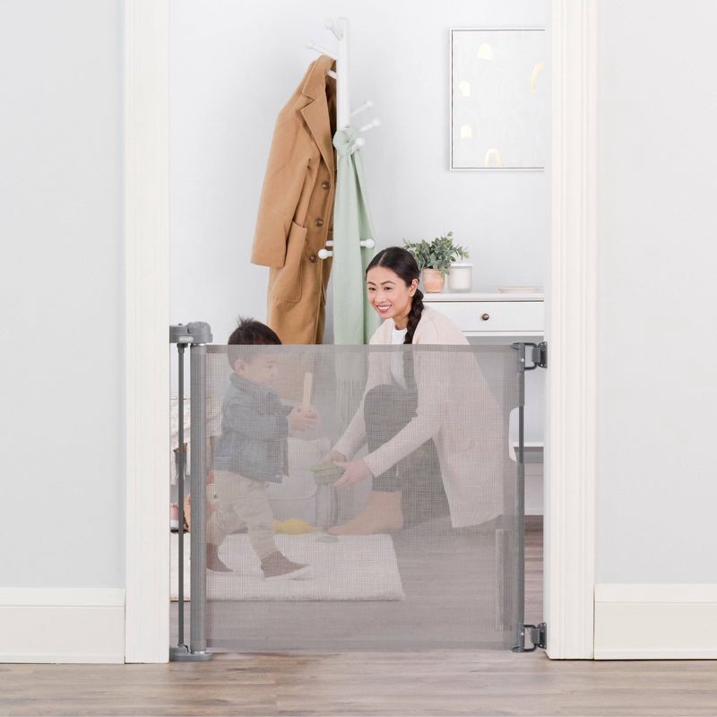 slide 3 of 6, Regalo Fabric Retractable Baby Gate - Gray, 1 ct