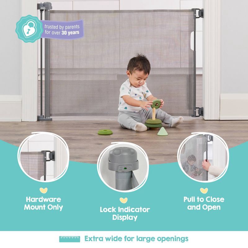 slide 5 of 6, Regalo Fabric Retractable Baby Gate - Gray, 1 ct