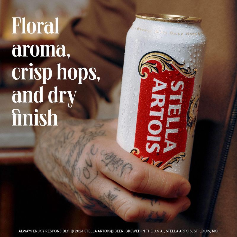 slide 3 of 10, Stella Artois Lager Beer - Single 25 fl oz Can, 25 fl oz