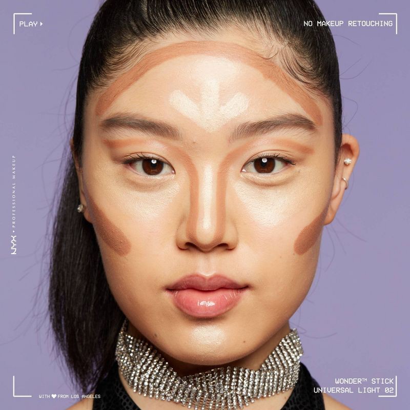 slide 3 of 10, NYX Professional Makeup Wonder Stick 2-in-1 Highlight & Contour - 02 Universal Light - 0.28oz, 0.28 oz