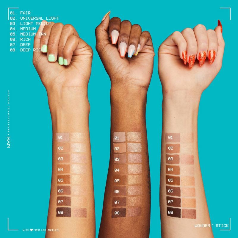 slide 6 of 10, NYX Professional Makeup Wonder Stick 2-in-1 Highlight & Contour - 02 Universal Light - 0.28oz, 0.28 oz