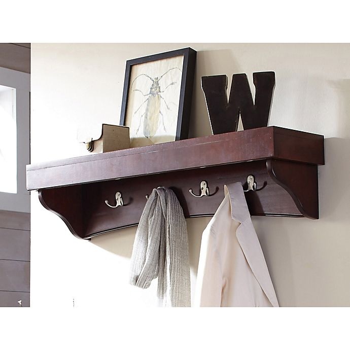 slide 3 of 5, Alaterre Shaker Cottage Hooks with Tray Shelf - Espresso, 1 ct