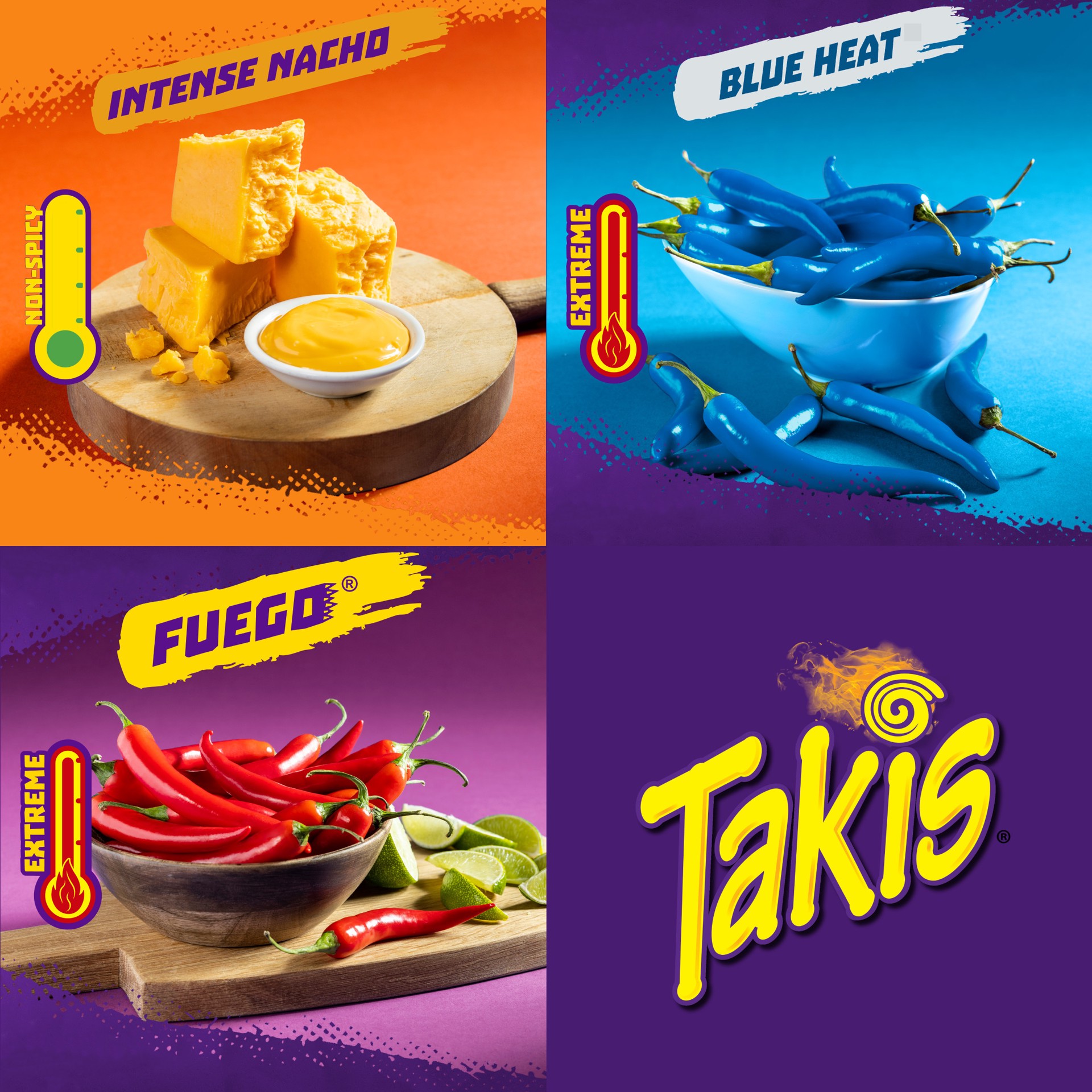 slide 6 of 7, Takis Extreme/Zero Heat Fuego/Intense Nacho/Blue Heat Tortilla Chips Hero Pack 18 - 1 oz Packages, 18 ct