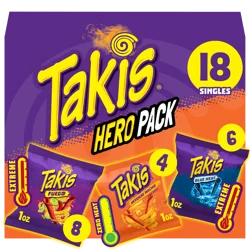 Takis Fuego, Blue Heat, Intense Nacho Tortilla Chips Hero Pack, 18 x 1 oz Packages