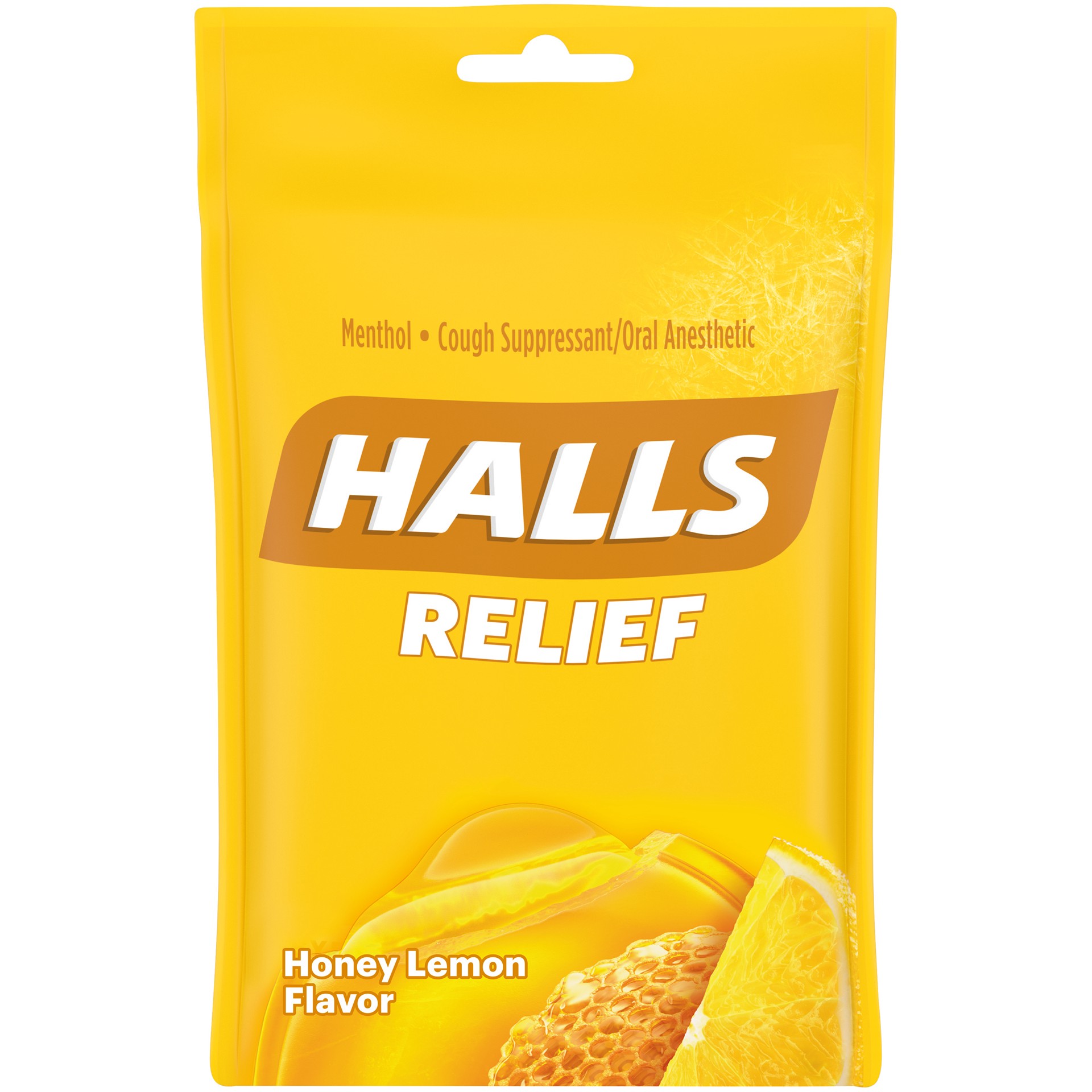 slide 1 of 6, HALLS Relief Syrup Center Honey Lemon Flavor Cough Drops, Syrup Center, 1 Bag (25 Total Drops), 3.17 oz