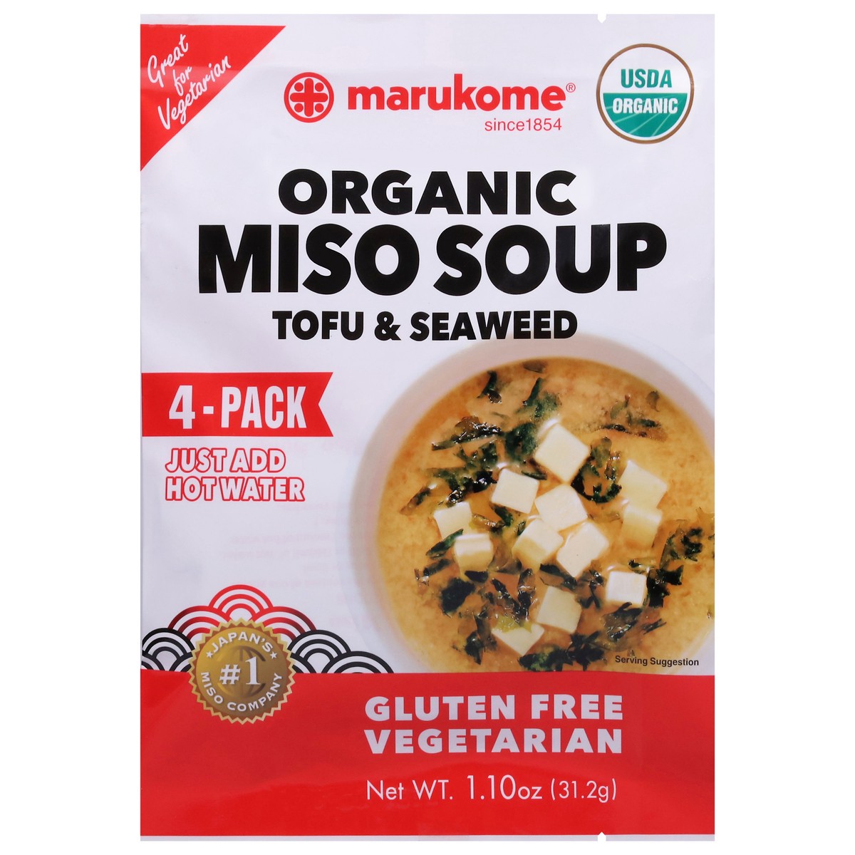 slide 1 of 9, Marukome Organic Tofu & Seaweed Miso Soup 4 ea, 4 ct