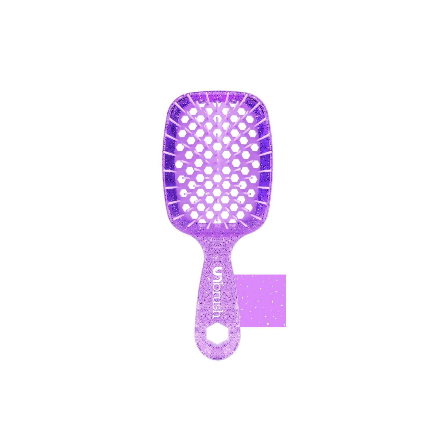slide 1 of 2, UNbrush Detangling Brush MINI GLITTER - Amethyst Lavender, 1 ct