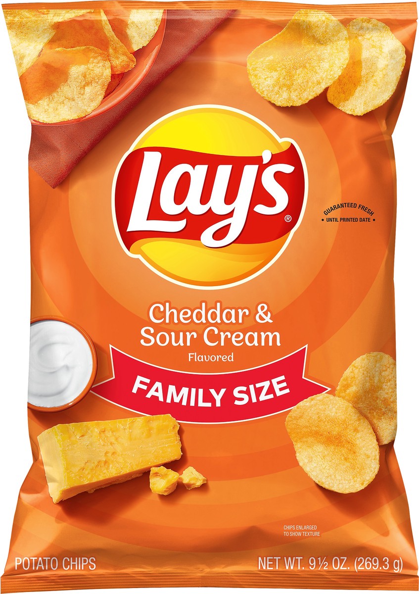 slide 1 of 3, Lay's Family Size Cheddar & Sour Cream Flavored Potato Chips 9.5 oz, 9.5 oz