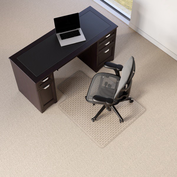 slide 3 of 4, Realspace™ Heavy Duty Chair Mat for Carpet with Lip, Ramped Edge, 36"" x 48"", Clear, 1 ct