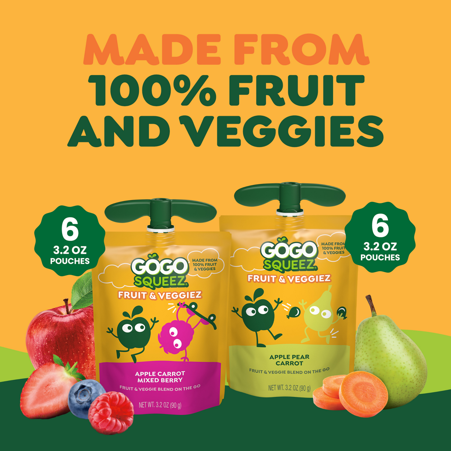 slide 2 of 8, Gogo Squeeze Fruit & Veggies On The Go Variety Pack - 12 ct; 38.4 oz, 12 ct; 38.4 oz