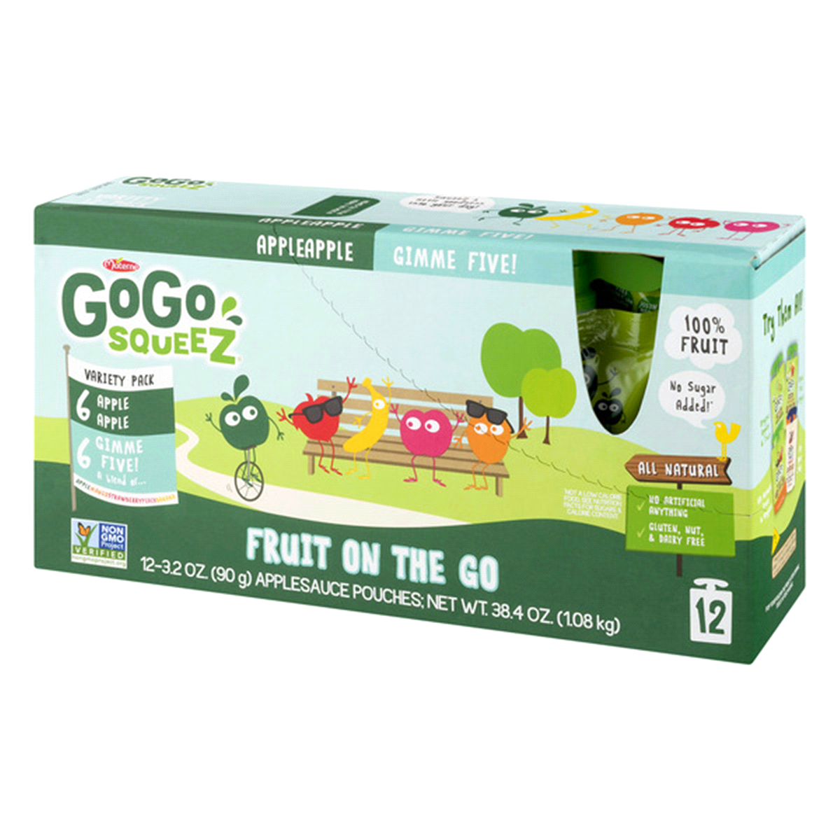 slide 3 of 7, GoGo squeeZ Apple & Gimme Five Snack Pouches Variety Pack, 12 ct; 3.2 oz