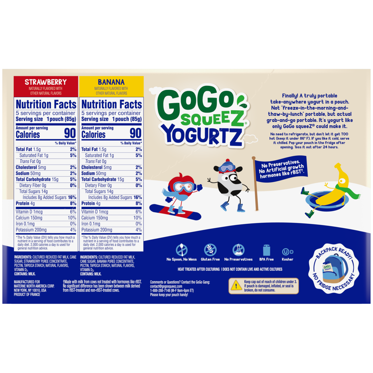 slide 2 of 2, GoGo squeeZ YogurtZ Variety Pack, Made with 100% Real Milk, 3 oz Pouches (10 Pack), 10 ct