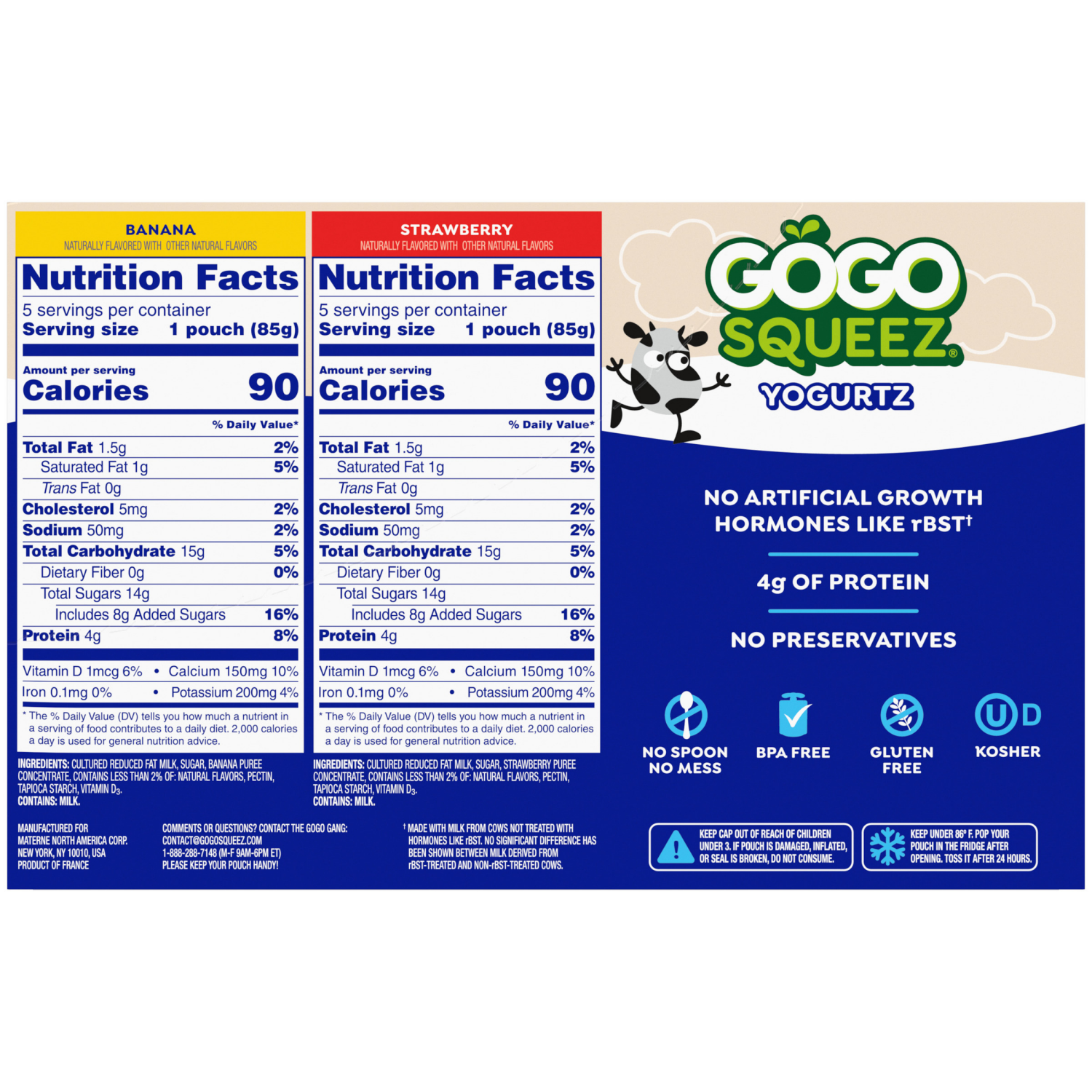slide 3 of 7, GoGo squeeZ YogurtZ Variety Pack, Made with 100% Real Milk, 10 Pack 3 oz Pouches, 3 oz