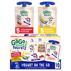 GoGo squeeZ YogurtZ Variety Pack, Made with 100% Real Milk, 3 oz Pouches (10 Pack)