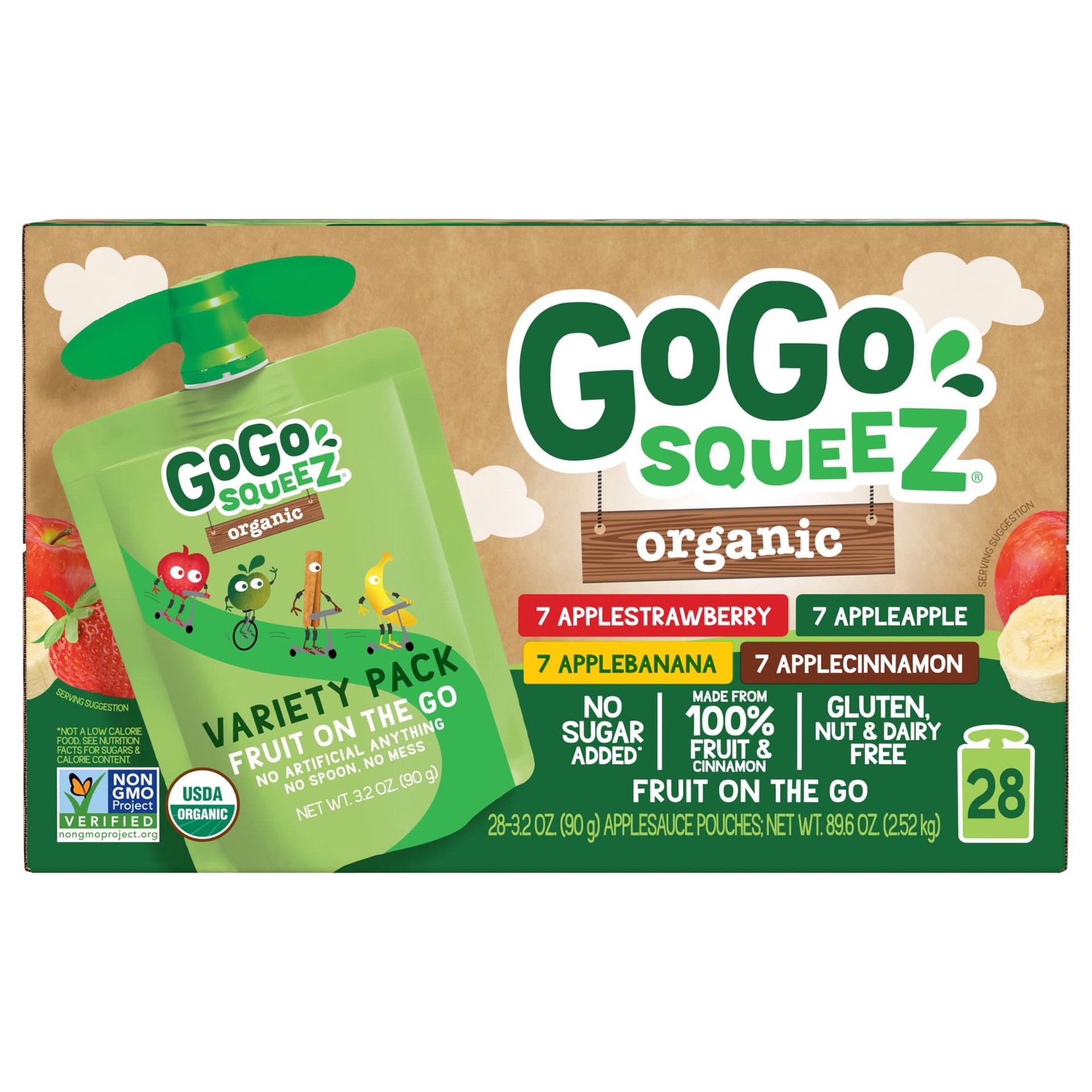 slide 1 of 1, GoGo squeeZ Organic Applesauce Variety Pouches, 