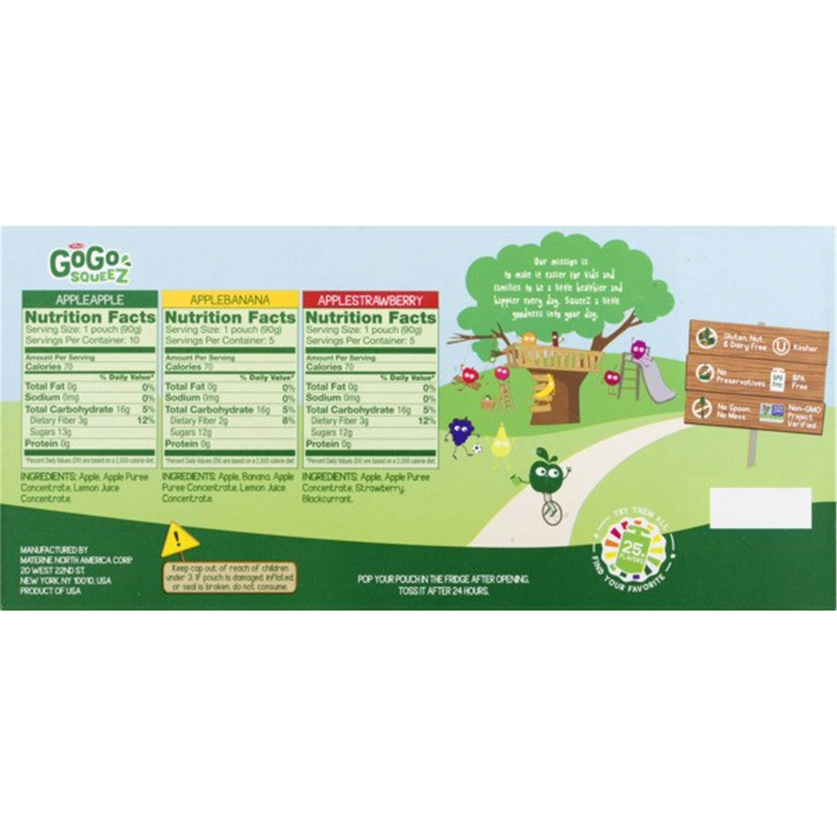 slide 5 of 7, GoGo squeeZ Applesauce & Fruit Puree, Apple, Banana, Strawberry Variety Pack (20 Pk), 20 ct