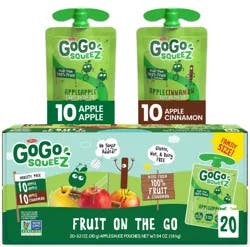 GoGo squeeZ Applesauce, Variety Apple/Cinnamon, 3.2oz 20 Pack