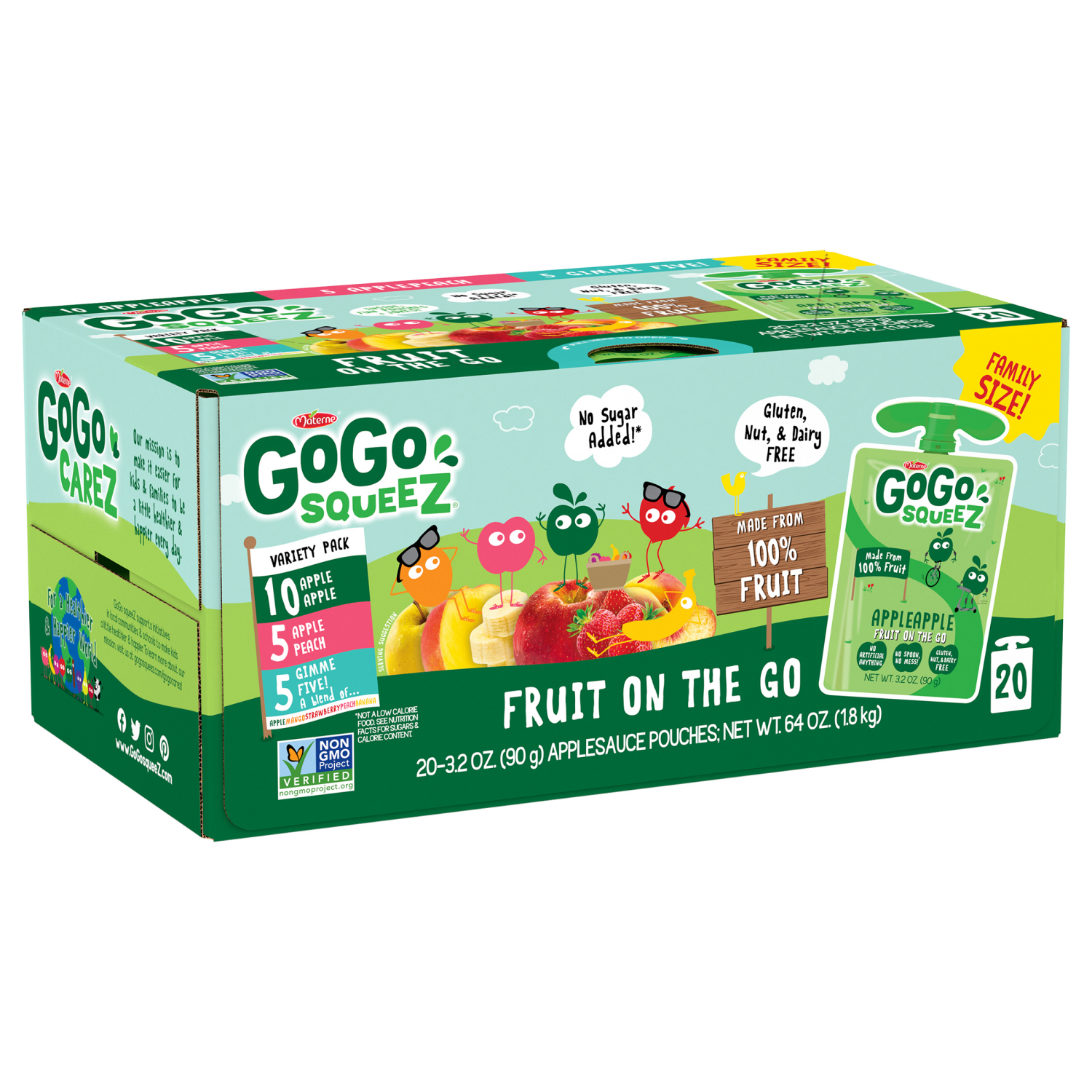 slide 2 of 2, GoGo squeeZ Applesauce Fruit on the Go Variety Pack - 20 ct, 20 ct