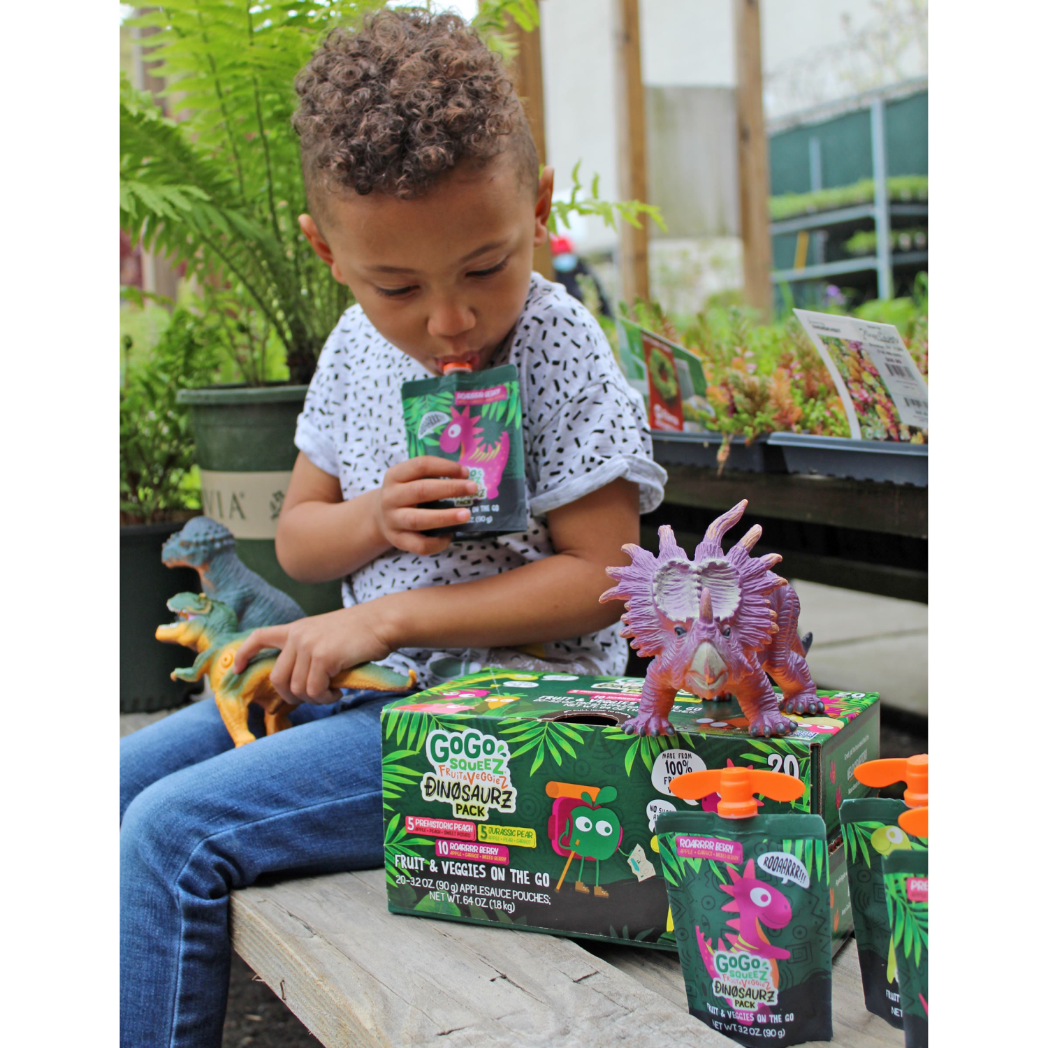 slide 5 of 8, GoGo Squeez 20 Pack Variety Pack Dinosaurz Pack Fruit & Veggies On the Go 20 ea - 20 ct, 20 ct