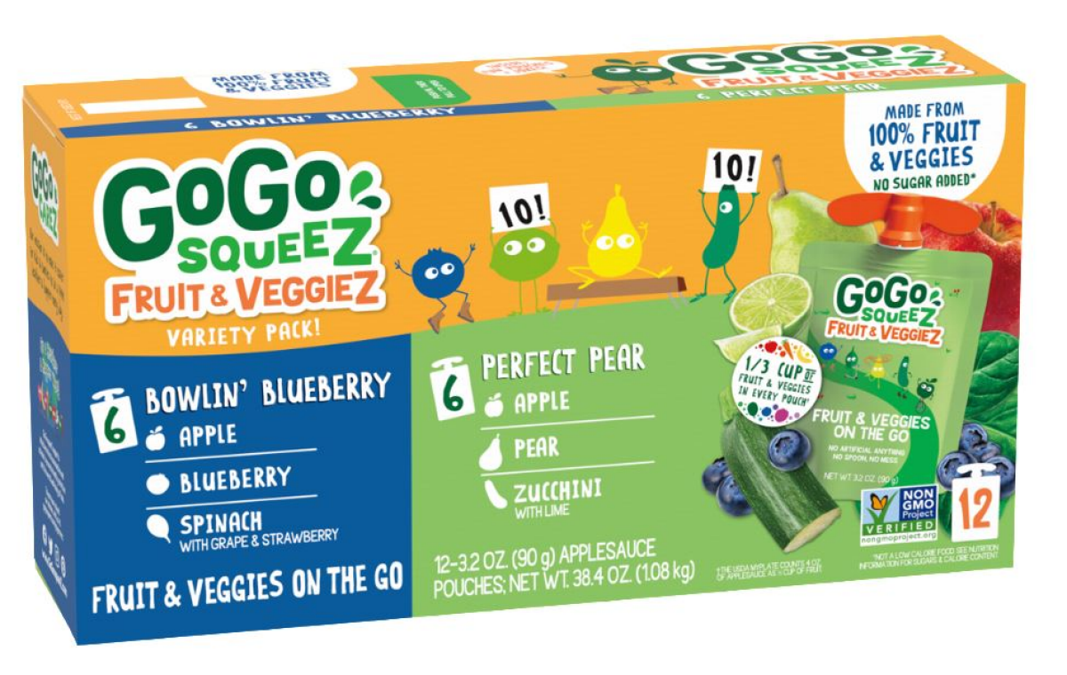 slide 1 of 2, GoGo Squeez Fruit & Veggiez, Bowlin' Blueberry/Perfect Pear, Variety Pack, 3.2 oz