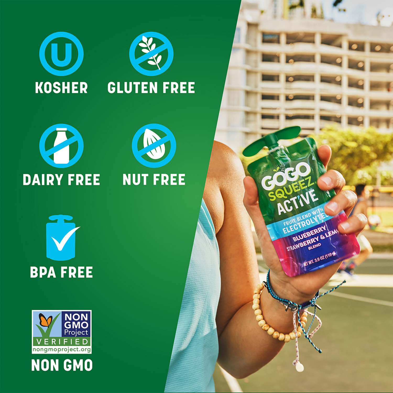 slide 8 of 8, GoGo squeeZ Cherry Raspberry & Lime Fruit Blend with Electrolytes 4 - 3.9 oz Pouches, 4 ct