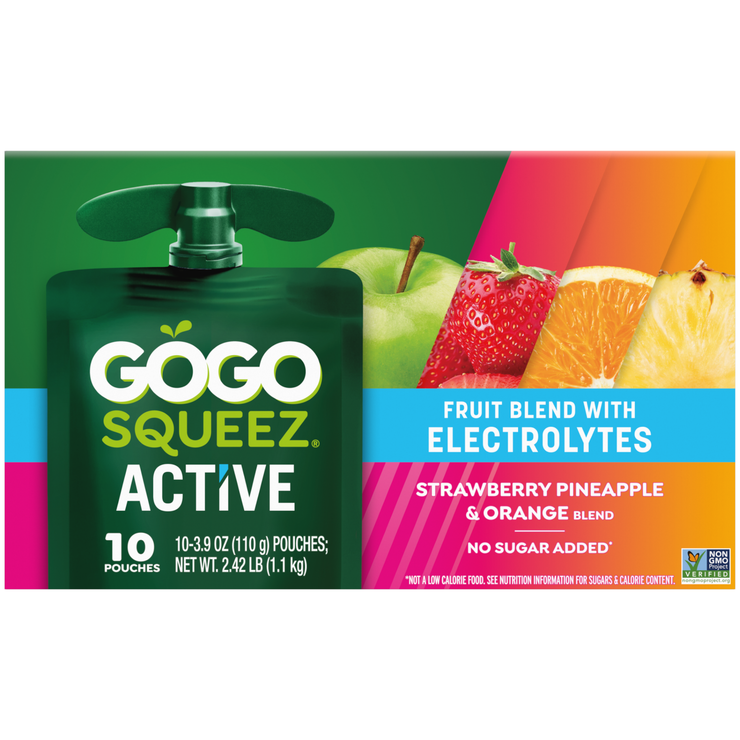 slide 1 of 5, GoGo squeeZ Strawberry Pineapple & Orange Fruit Blend with Electrolytes 10 ea, 10 ct