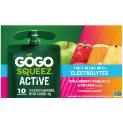 GoGo squeeZ Strawberry Pineapple & Orange Fruit Blend with Electrolytes 10 ea