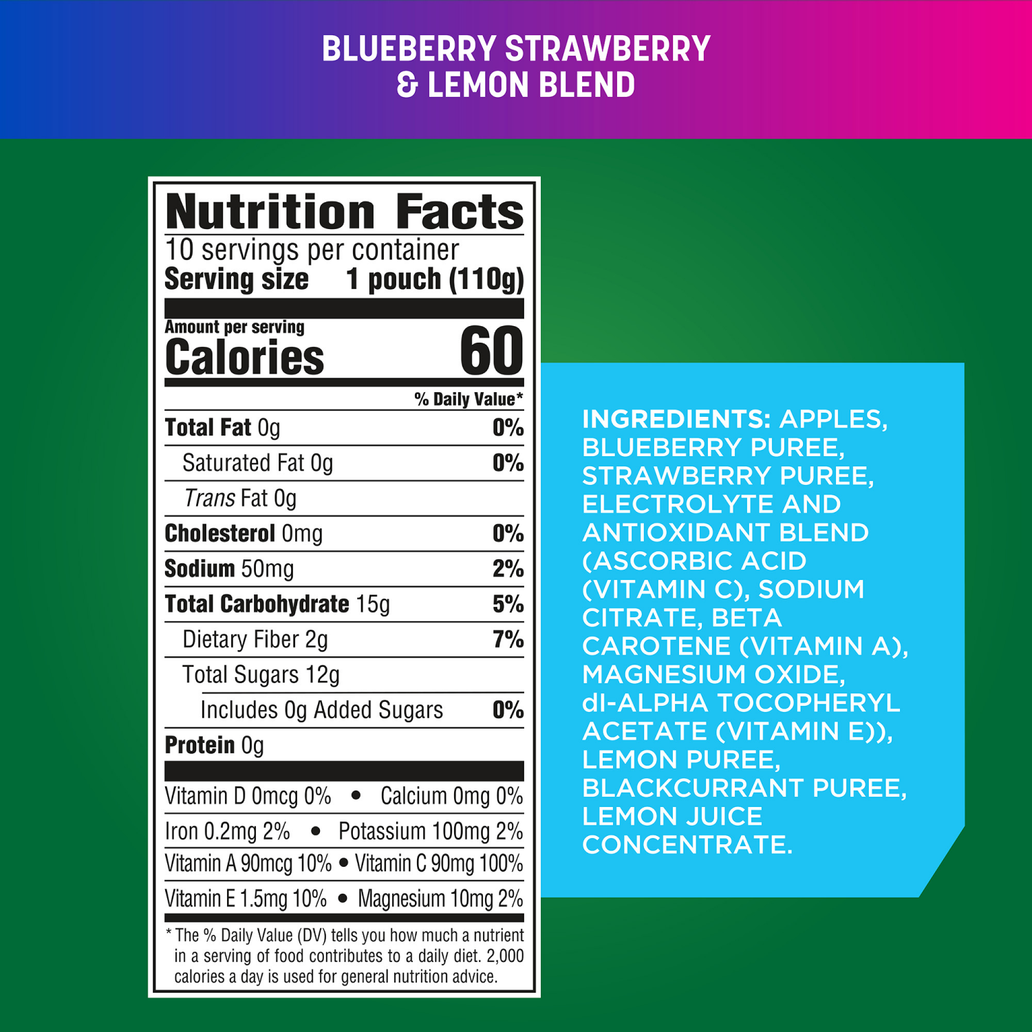 slide 3 of 8, GoGo squeeZ Blueberry Strawberry & Lemon Fruit Blend with Electrolytes 10 - 3.9 oz Pouches, 10 ct