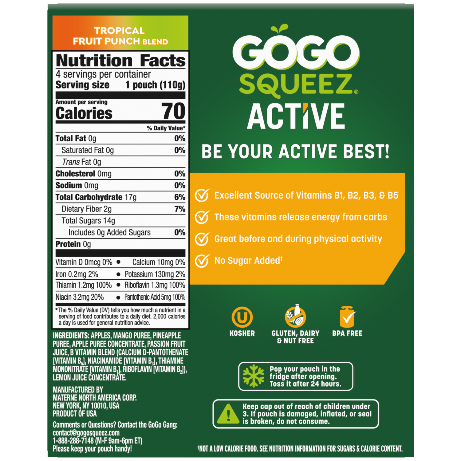 slide 2 of 8, GoGo squeeZ Active, Tropical 4ct, 4 ct