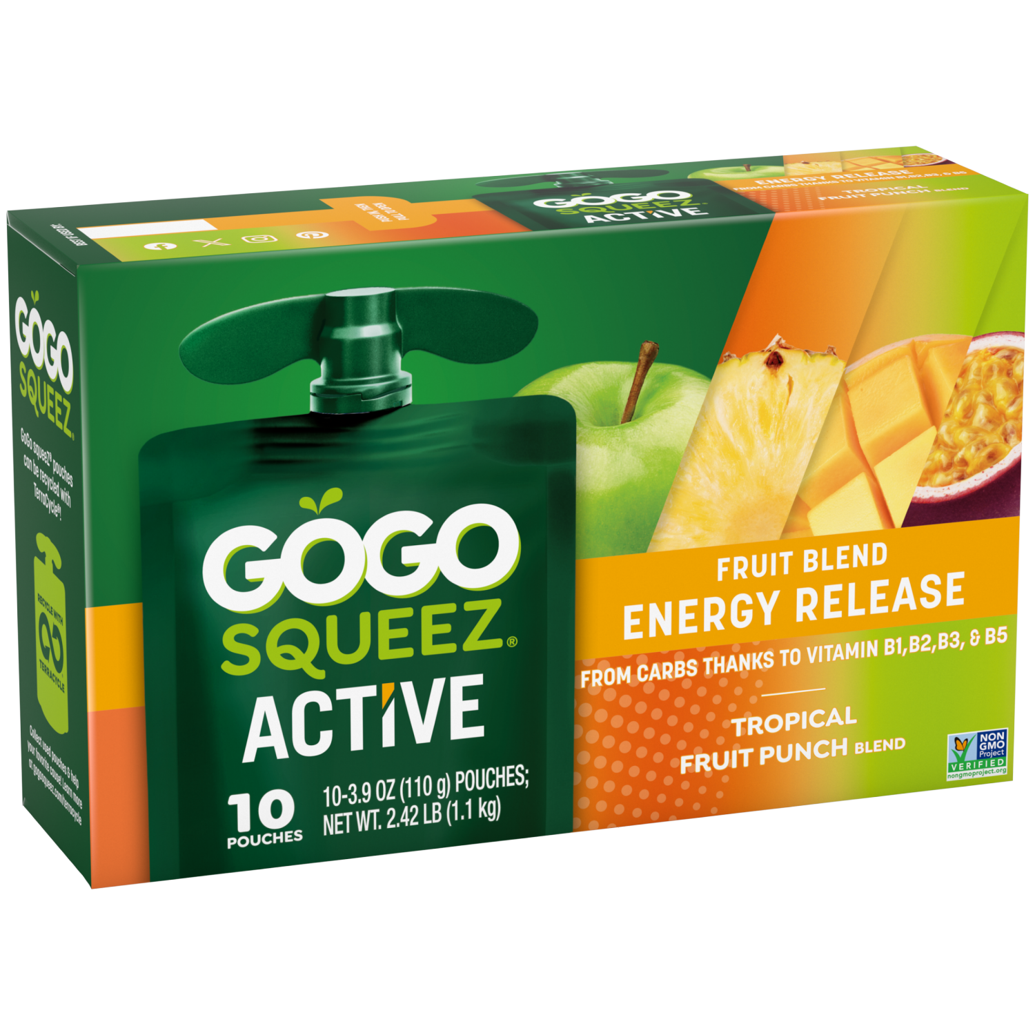 slide 4 of 7, GoGo squeeZ Active Energy Release, Tropical Punch, 10 ct, 10 ct