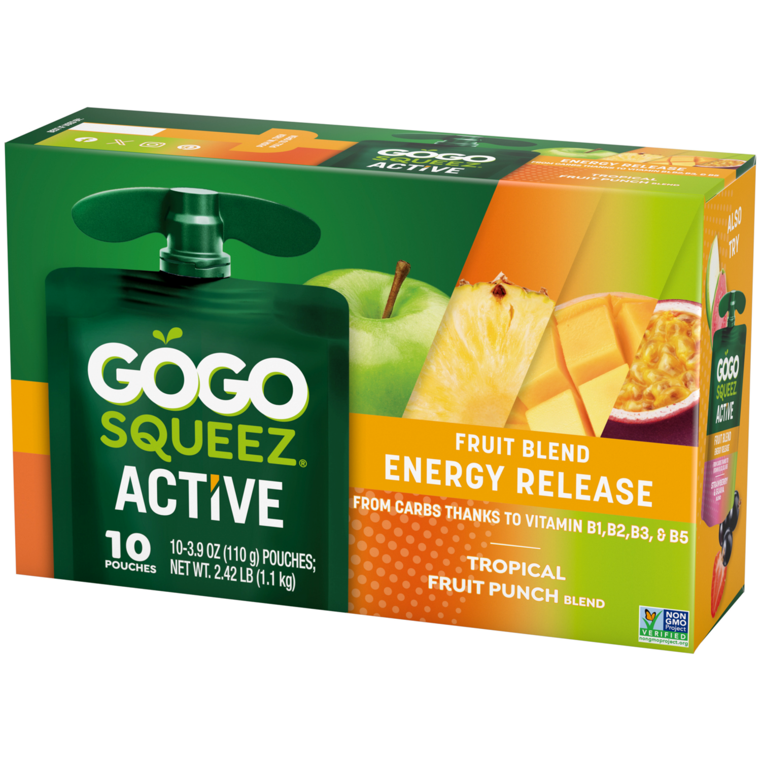 slide 5 of 7, GoGo squeeZ Active Energy Release, Tropical Punch, 10 ct, 10 ct