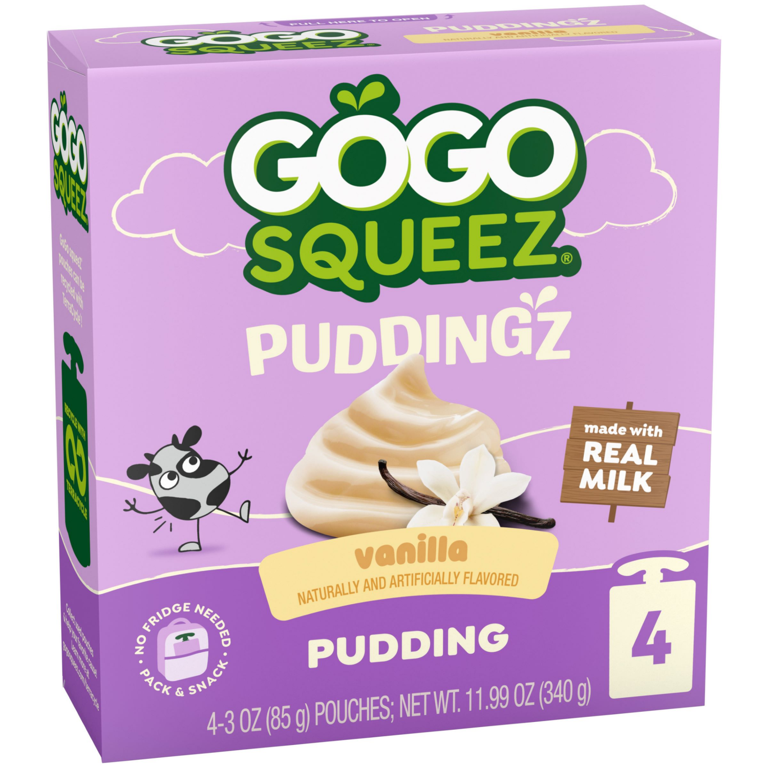 slide 6 of 8, GoGo squeeZ Puddingz On-the-Go Vanilla Pudding Snack Pouches, 3 oz (4 Pack), 4 ct