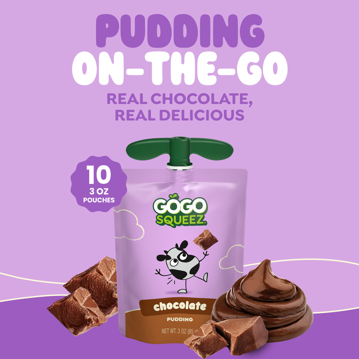 slide 4 of 8, GoGo squeeZ PuddingZ, Chocolate, 4 ct, 10 ct