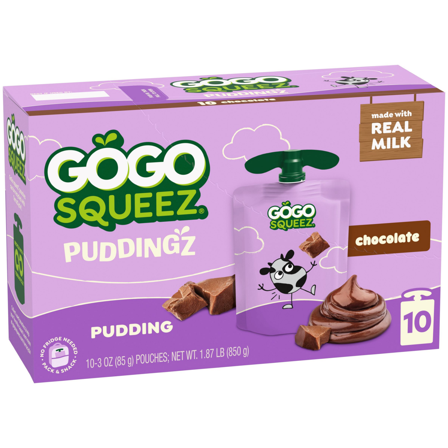 slide 6 of 8, GoGo squeeZ PuddingZ, Chocolate, 4 ct, 10 ct